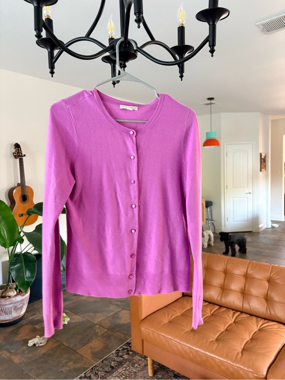 New York & Company Orchid Purple Button Front Cardigan Sweater L